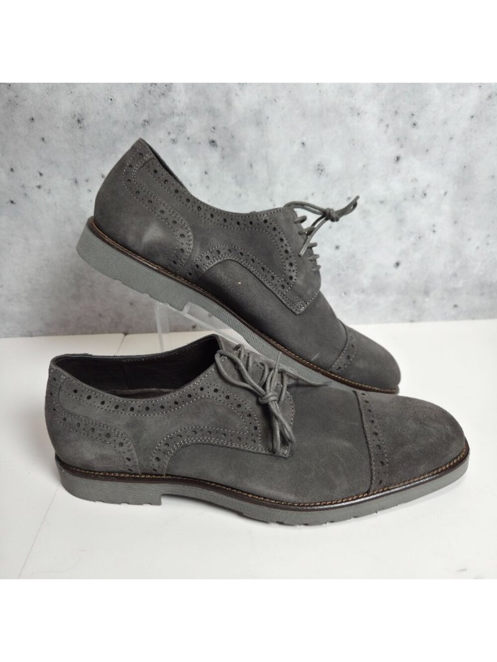Calibrate Anton Grey Suede Lace-Up Oxford Shoes Mens Size 8.5M